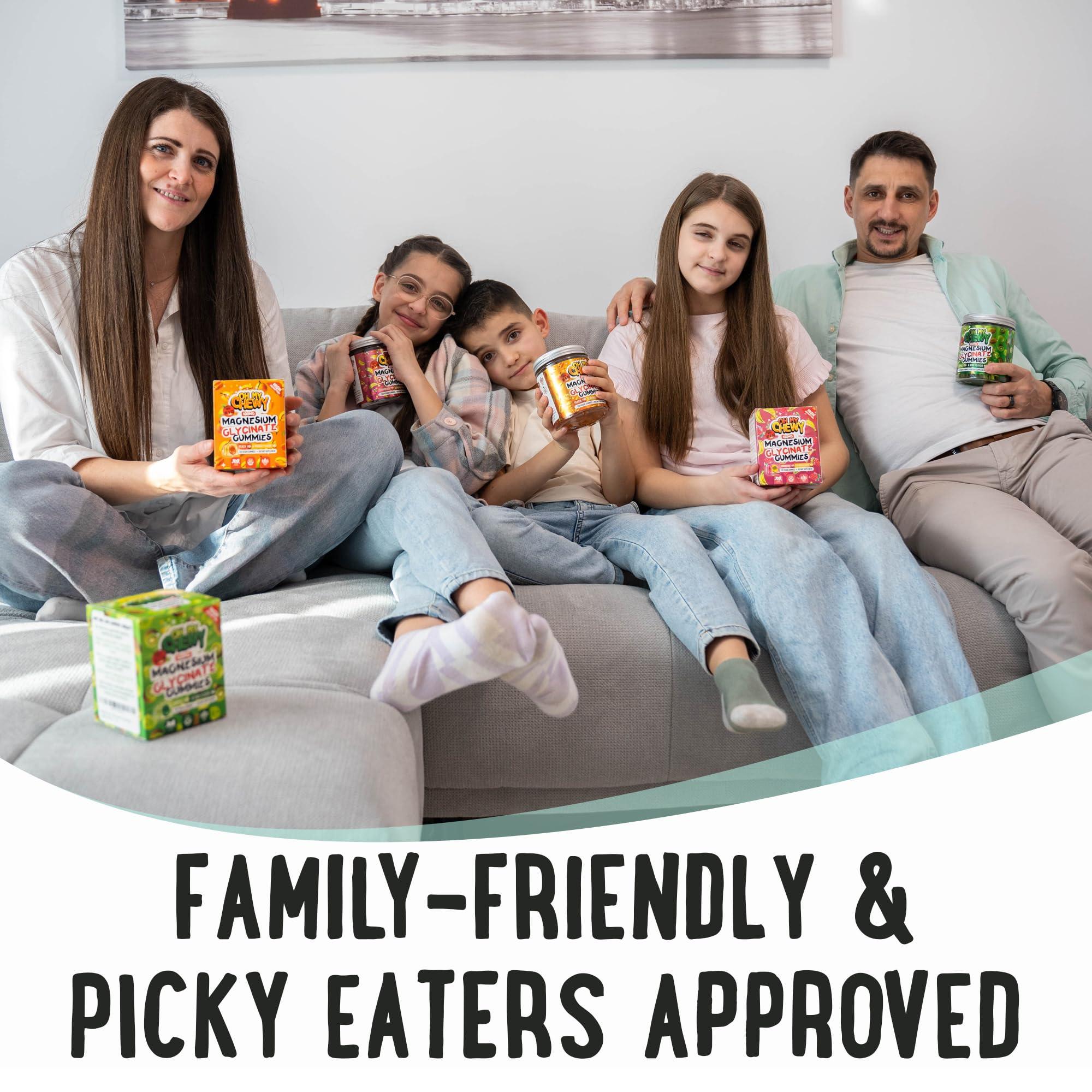 OH MY CHEWY Center-Filled Magnesium Glycinate Gummies 400MG - High Absorption for Kids, Teens & Adults - Supplement for Sleep, Calm & Muscle Relaxation with B6 & D3 - Gluten Free & Vegan Friendly - 120 Count