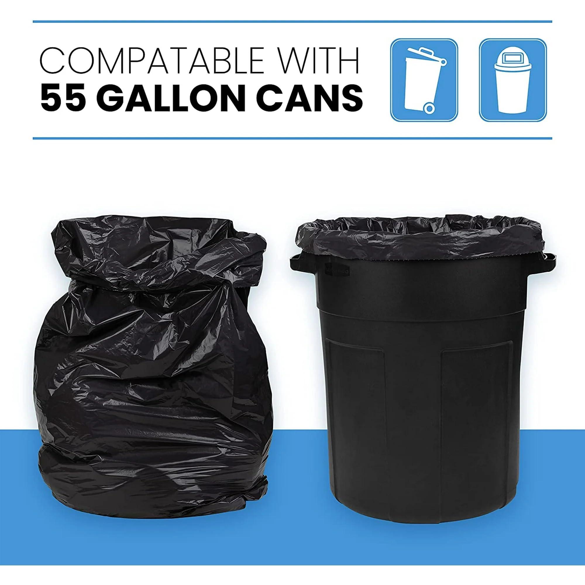 ToughBag ToughBag 55 Gallon Trash Bags, 55-60 Gallon Trash Bags Heavy Duty (50 COUNT) - Large Black Trash Can Liners, 50-60 Gal for Contractors, Commercial, and Lawn, 35 x 55\" - Made in USA