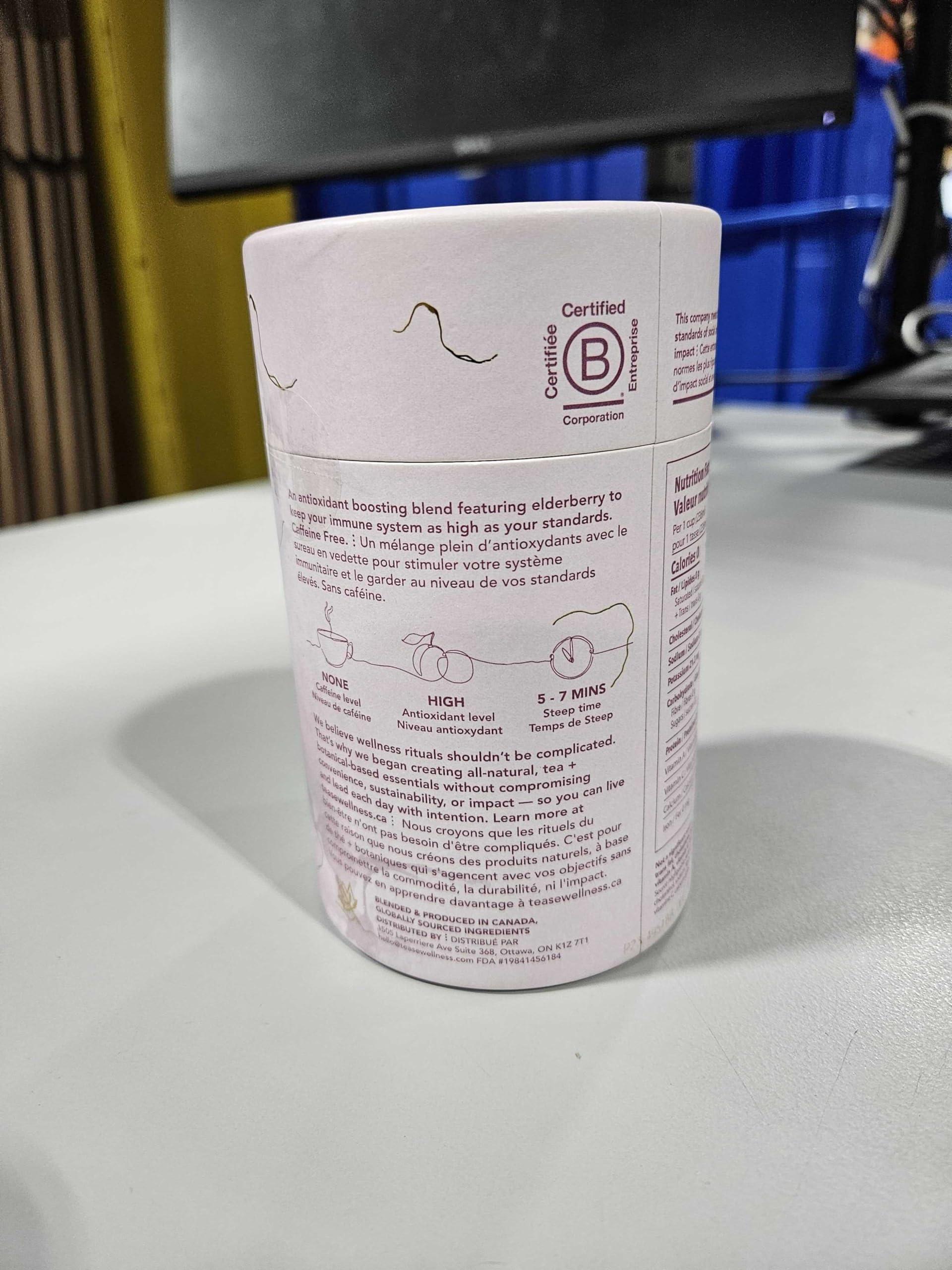 Tease Tease Tea Organic Tea Gift Set | 15 Piece Botanical Pyramid Tea Bag Infuser Sachets Luxury Wellness Tea Lovers Kit Loose Leaf Blend with Elderberry, Currant, Hibiscus Caffeine Free 37g (Berry Booster)