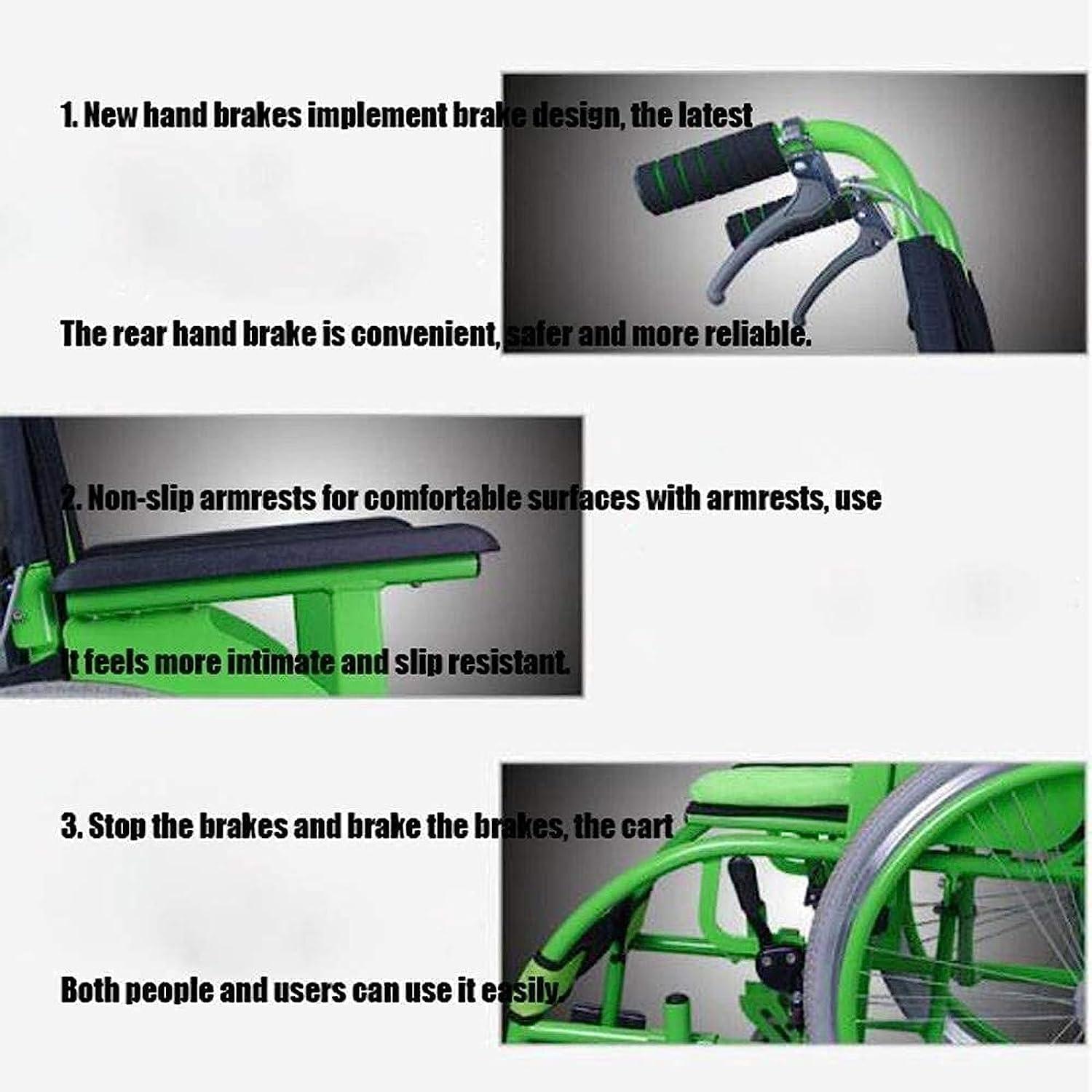 Rieort Ultralight Wheelchair Aluminum Alloy W/handbrakes Manual Wheelchair Travel Wheelchair Load 220lb Portable Folding Wheelchair