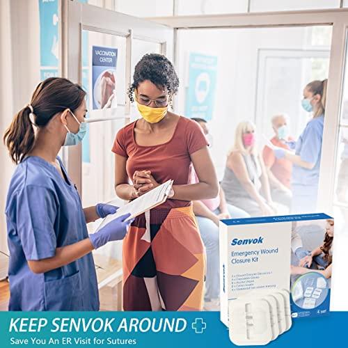 Senvok Zip Sutures Butterfly Bandaids Assorted 2-Size Pack of 4, Emergency Wound Closure Kit - Surgical Laceration Repair Without Stitches - Quick Clot -Steri Strips Bandages Sutures (PU)