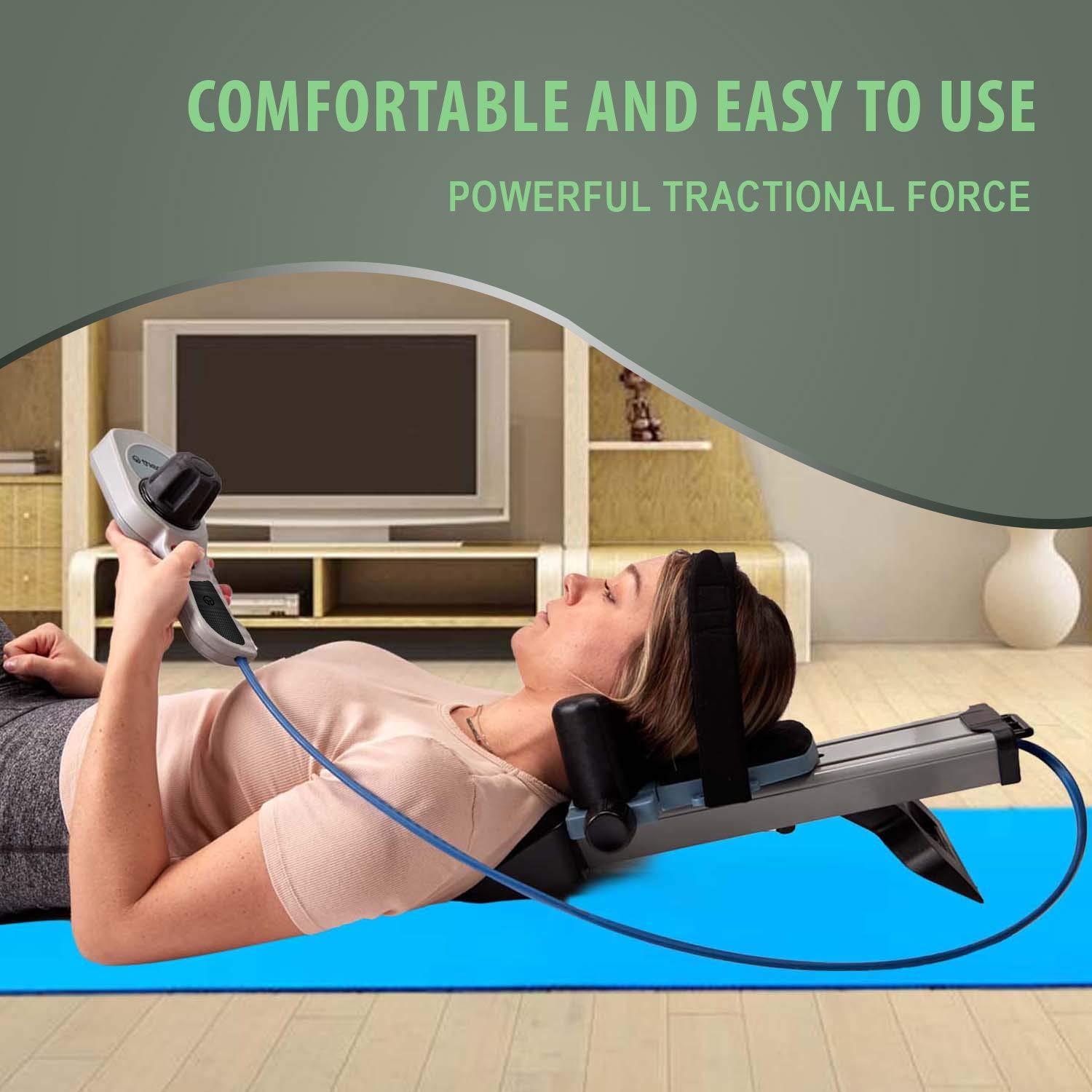 M PAIN MANAGEMENT TECHNOLOGIES Neck Traction with Ratchet Tight Technology by Theratrac Glide - Cervical Traction - Stretch and Relieve Pain, Cervicalgia, Degeneration of disc, Spondylosis and Spine Alignment