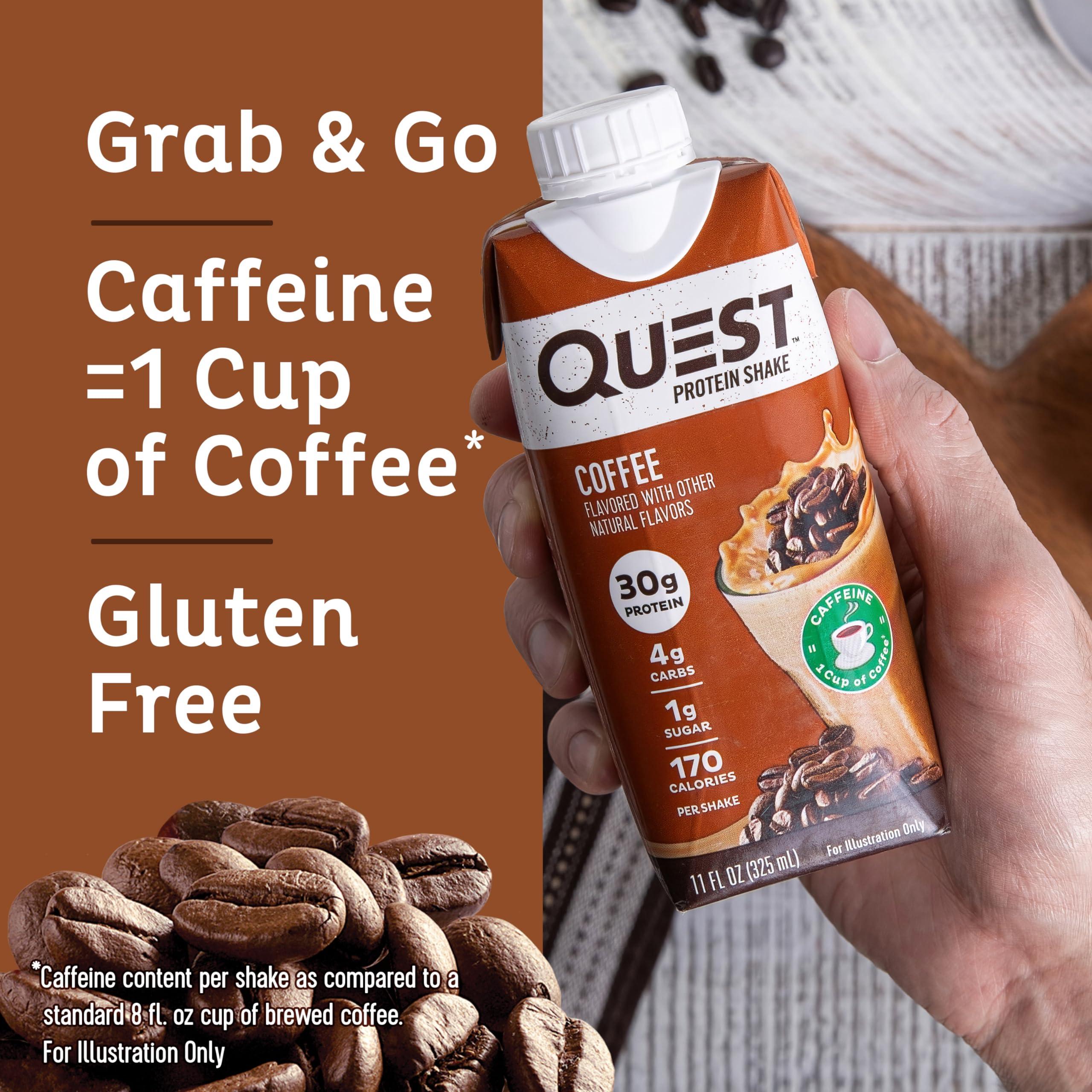 Quest Nutrition Quest Nutrition Ready to Drink Coffee Protein Shake, 30g Protein, 4g Carb, 1g Sugar, Gluten Free, Keto Friendly, 4 Count (Pack of 3)