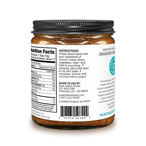 PURE INDIAN FOODS Pure Indian Foods Madras Curry, Concentrated Simmer Sauce - Made With Grass-Fed Ghee, Sweetened With Jaggery, Medium Heat, Gluten-Free, Certified Organic 8.5 oz