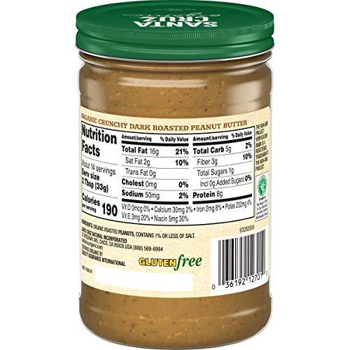 Santa Cruz ORGANIC Santa Cruz Organic Crunchy Dark Roasted Peanut Butter, 16 Ounces