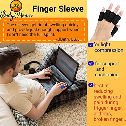 BodyMoves BodyMoves 2 Finger Splints Plus 10 Sleeves (12 pc Set, Aqua Blue)