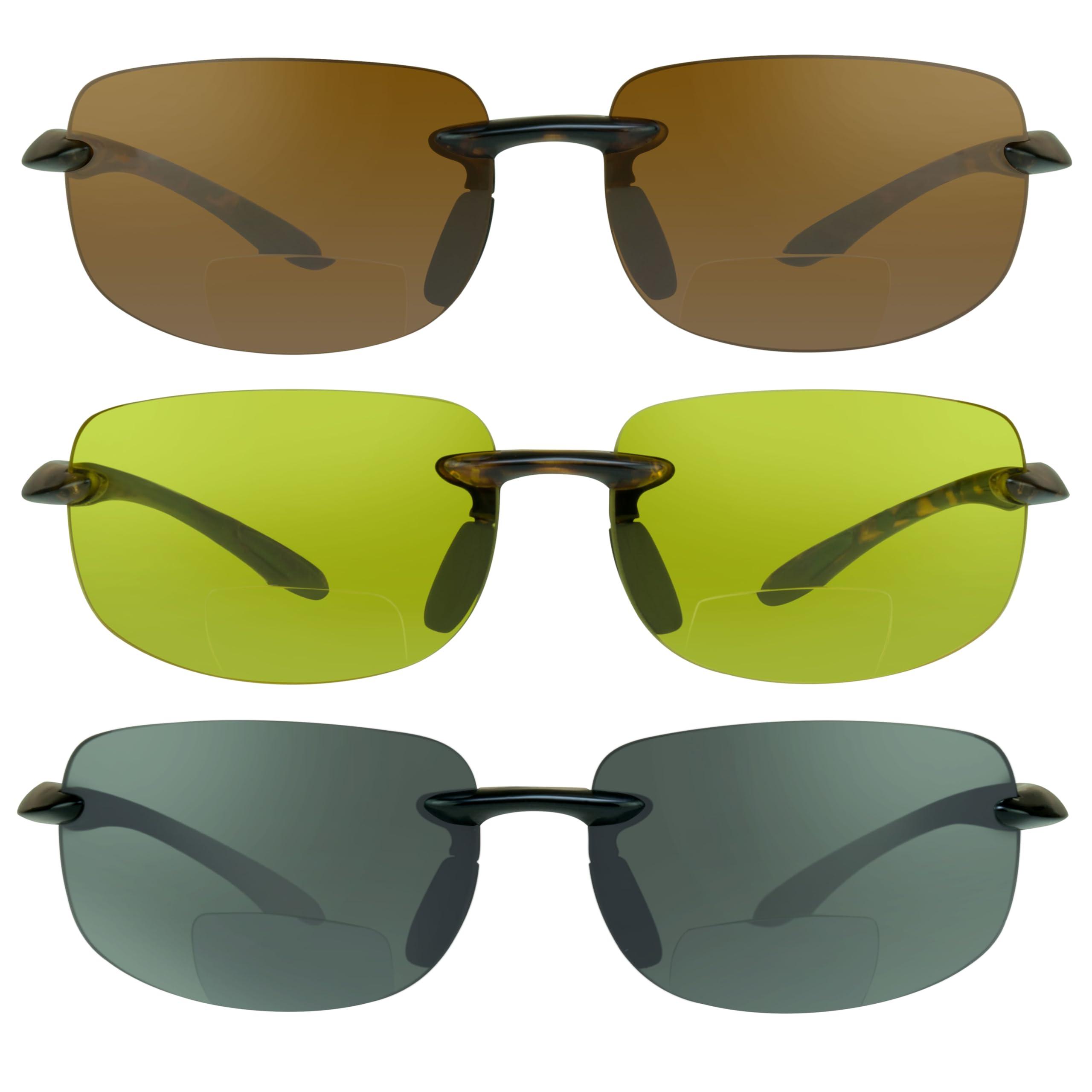 proSPORT proSPORT BIFOCAL Reading Sunglasses +2.25 Grey with Black Frame, HD & Yellow Lens with Tortoise Frame