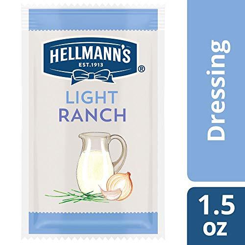 HELLMANN'S Hellmann's Light Ranch Salad Dressing Portion Control Sachets Gluten Free, No Artificial Flavors, added MSG or High Fructose Corn Syrup, 1.5 oz, Pack of 102