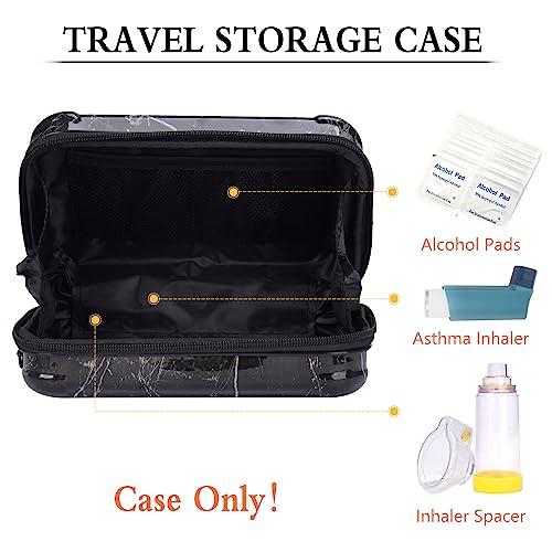 MGZNMTY MGZNMTY Travel Carrying Case for Asthma Inhaler, Inhaler Spacer for Kids and Adults, Masks, Inhaler Holder Bag with Shoulder Crossbody Rope and Mesh Pocket for Medicine (Only Case) (Black Marble)
