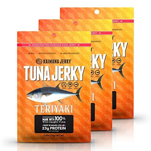 Kaimana Jerky Kaimana Wild-Caught Ahi Tuna Jerky - Teriyaki | Rich in Omega-3s & High in Protein | All-Natural & Organic Fish Jerky (3 pack, 2 oz)