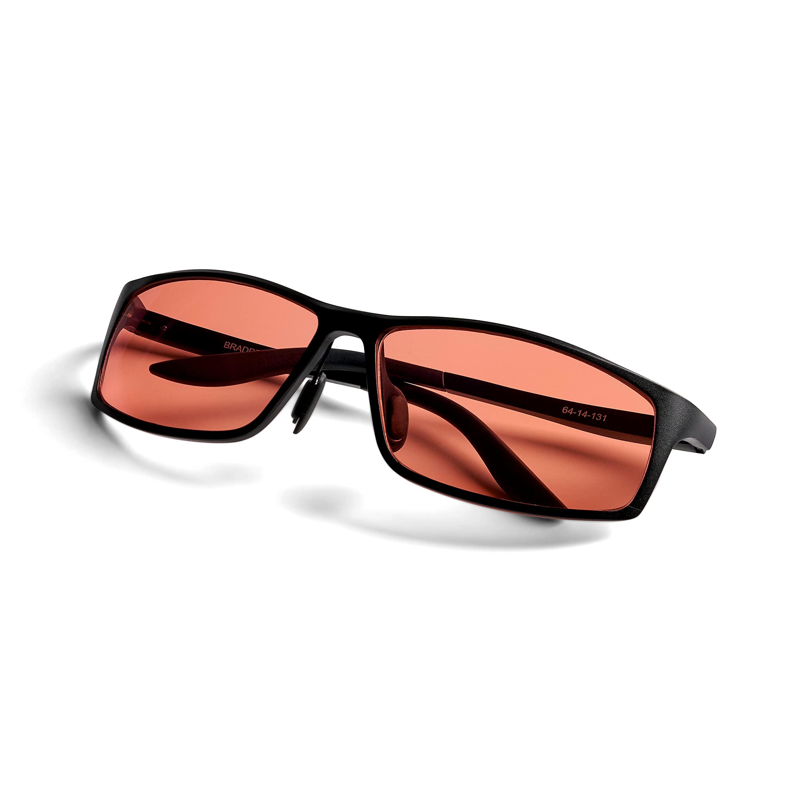BRADDELL OPTICS BRADDELL OPTICS FL-41 Rose Tinted Blue Light Glasses for Migraine Light Sensitivity, Eyestrain and Fluorescent LED Glare (Aluminum Metal)