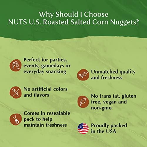 NUTS - U.S. - HEALTH IN EVERY BITE ! NUTS U.S. - Roasted and Salted Corn Nuggets | No Aritifical Colors & Flavors | NON-GMO | Packed in Resealable Bags!!! (1 LB)