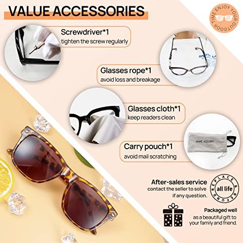 MARE AZZURO MARE AZZURO Reader Sunglasses 2.50 Men Large Square Sun Reading Glasses 100 125 150 175 200 225 250 275 300 350 400 (Brown, 2.5)