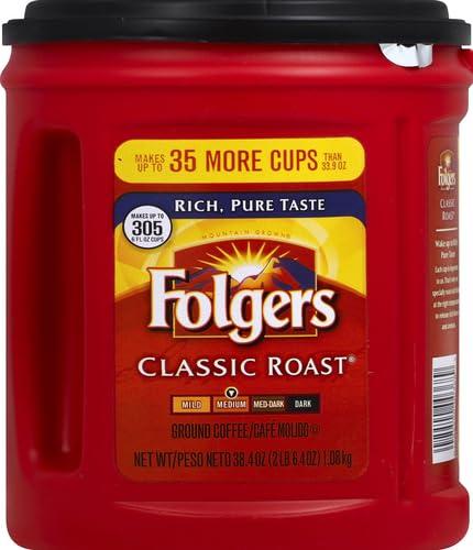 Folgers Folgers Classic Roast Medium Roast Ground Coffee, 38.4 Ounces (Pack fo 1)