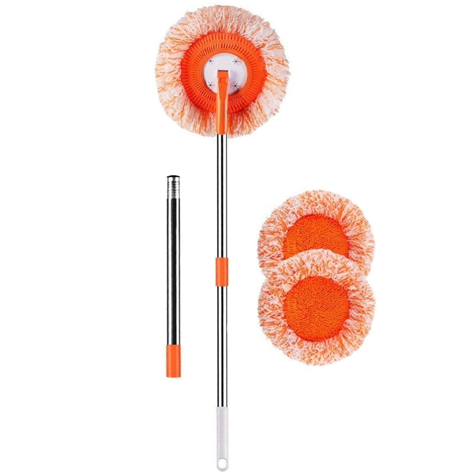 Kwnces Rotatable Adjustable Hardwood Floor Cleaning Mop,Long Handle Wall Mop with 2 Reusable Microfiber Pad for Cleaning Floor Kitchen Tile Walls Ceilings (Size : 68.9in)