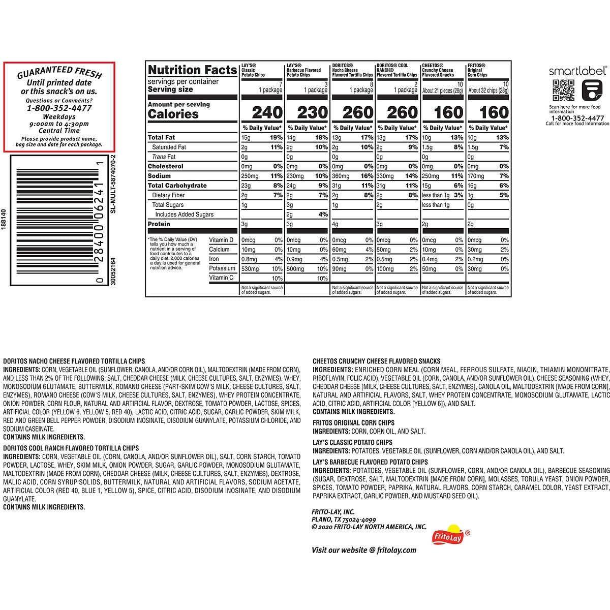 Frito Lay Frito Lay Classic Mix, Variety Pack, 30 Count