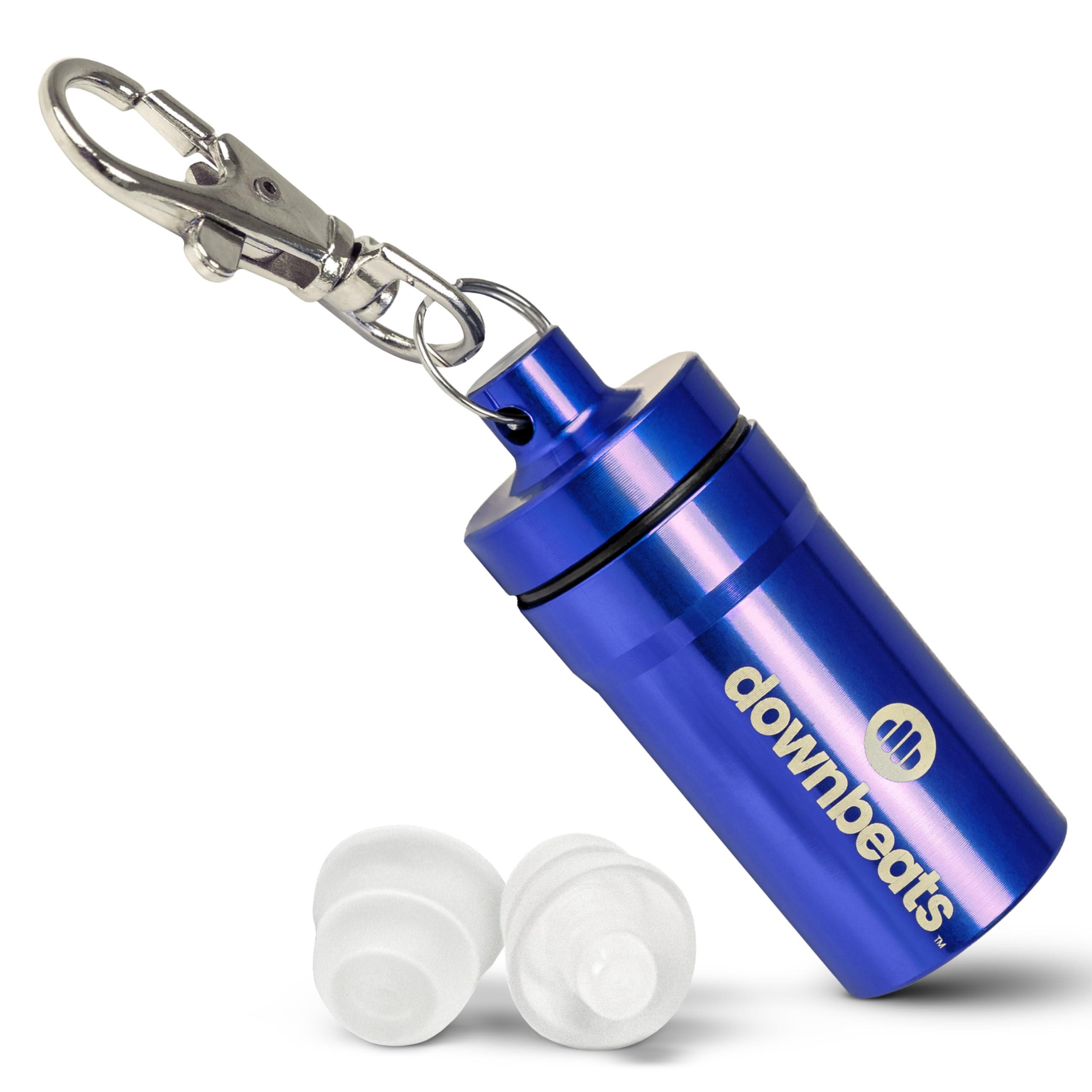 DownBeats High Fidelity Ear Plugs for Hearing Protection - Discreet, Clear Ear Plugs for Concerts, Festivals & Noisy Events - Up to 18dB Background Noise Reduction Reusable Ear Plugs - Comes with Aluminum Case