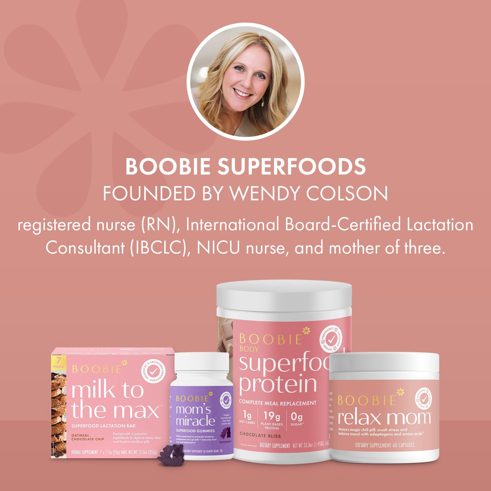 Boobie Brands Boobie Bar Superfood Oatmeal Chocolate Chip Lactation Bar for Breastfeeding Moms to Increase Milk Supply | #1 Selling Lactation Snack Bars | Vegan, Fenugreek-Free, Gluten-Free, Dairy-Free (7 Bars)