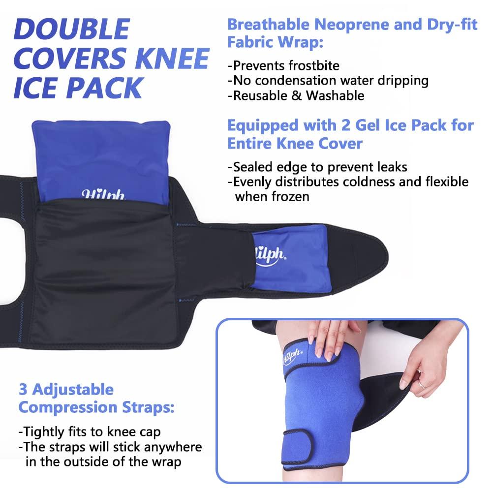 Hilph Hilph Knee Ice Pack Wrap with 2 Gel Pad and Ice Bag for Knee Injuries Reusable