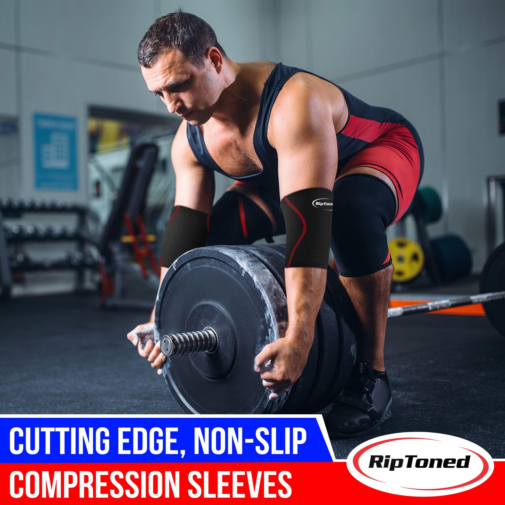 Rip Toned Rip Toned Elbow Sleeve Weightlifting - Elbow Wraps Compression Support & Pain Relief - Arm Sleeve for Men & Women- Durable Gym Elbow Brace for Strong Weight Training & Recovery - See Sizing Guide