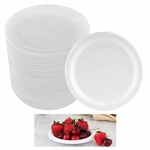 GENERIC 50 Pack Premium Foam Plastic Plates 6 Inch Party White Soak Proof Heavy Duty 6\"