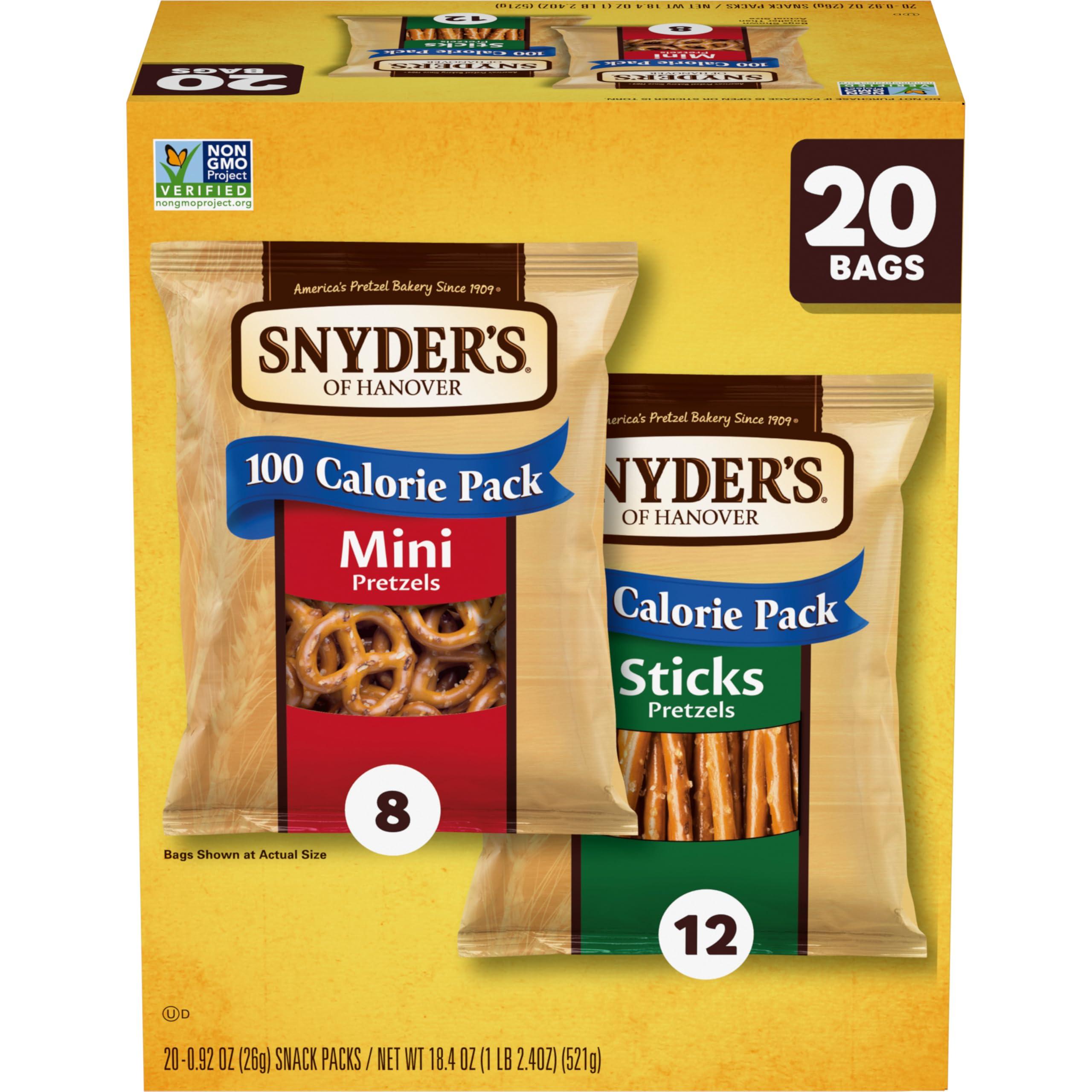 Snyder's of Hanover Snyder's of Hanover Pretzels, Minis and Sticks 100 Calorie Packs, 20 Ct Variety Pack
