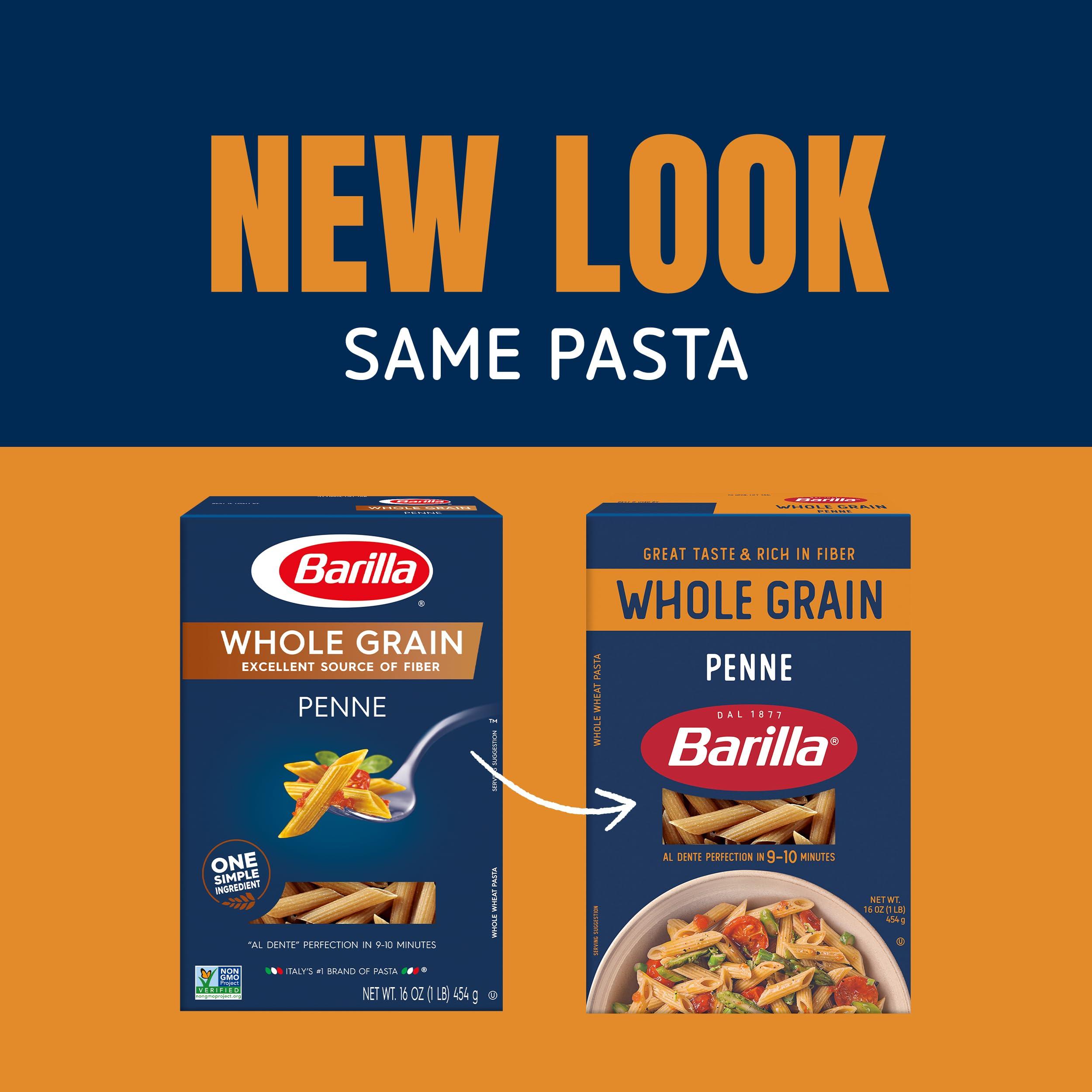 Barilla Barilla Whole Grain Penne Pasta, 16 oz. Box (Pack of 8) - Non-GMO Pasta Made With 100% Whole Grain Durum Wheat - Great Source of Fiber