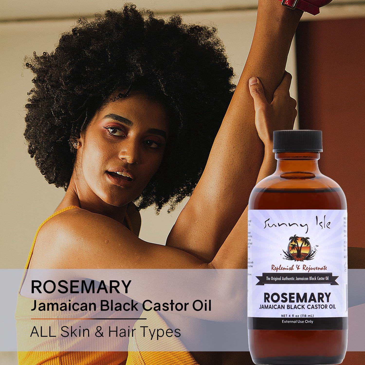 Sunny Isle Sunny Isle Rosemary Jamaican Black Castor Oil 4oz | Hair Growth Treatment | For Scalp & Acne-Prone Skin | Hot Oil Application