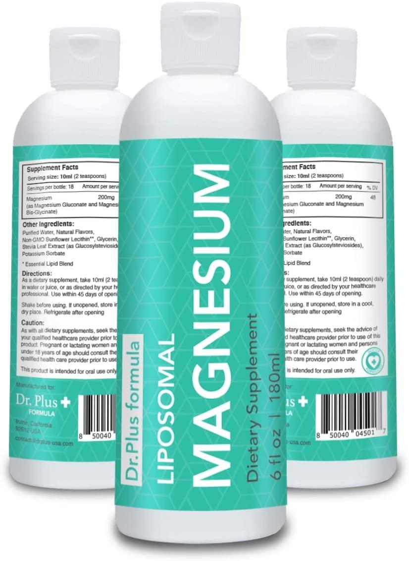 Dr.Plus + Liposomal Magnesium 200mg Liquid, 6 fl oz, Made in USA (3)