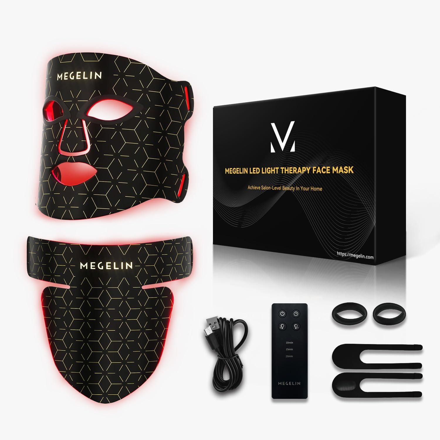 MEGELIN MEGELIN Led Red Light Therapy Mask,7 Colors Led Light Therapy Facial & Neck Mask