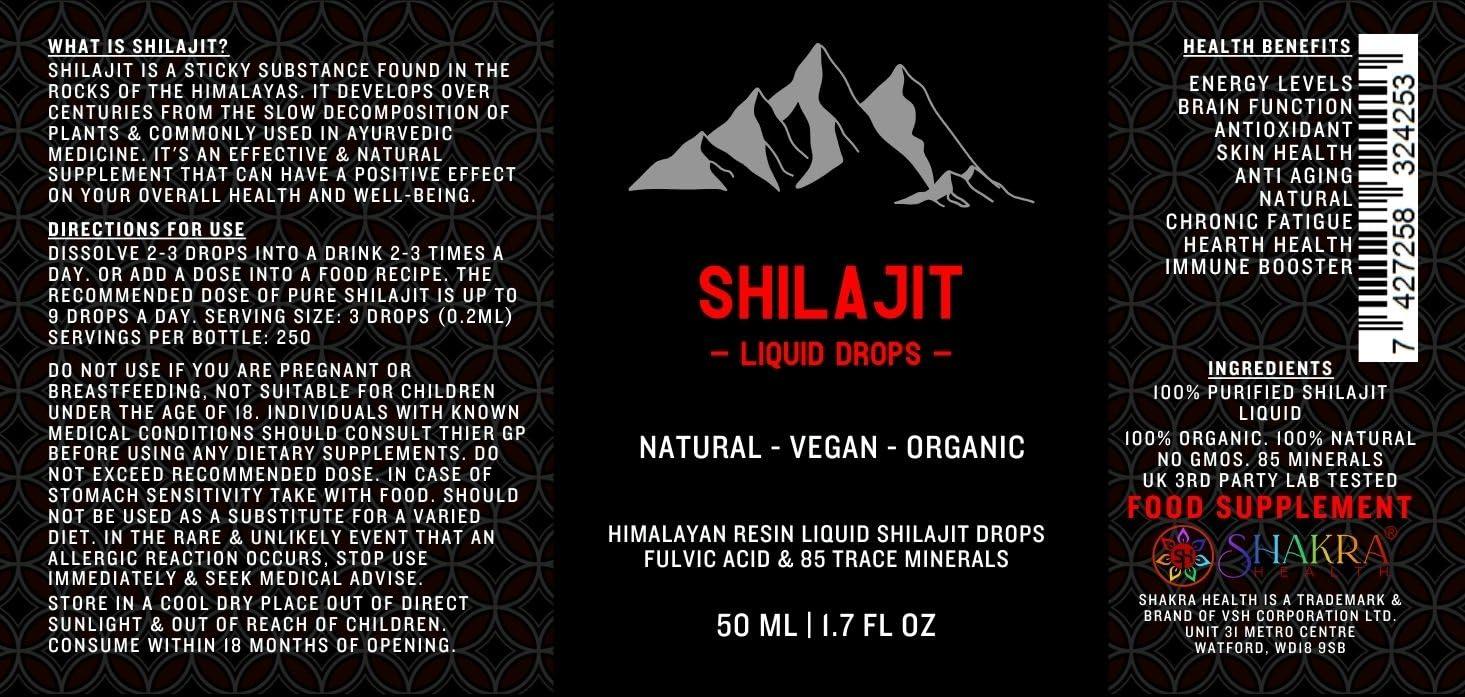 Shilajit Liquid Drops Shilajit Liquid Drops 50ml / 1.7fl oz Pure Himalayan Shilajit with Dropper. Authentic, Vegan & Organic, Fulvic Acid & Natural Trace Mineral Complex