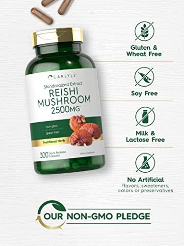Carlyle Carlyle Reishi Mushroom Supplement 2500mg | 300 Capsules | Non-GMO, Gluten Free Reishi Mushroom Extract