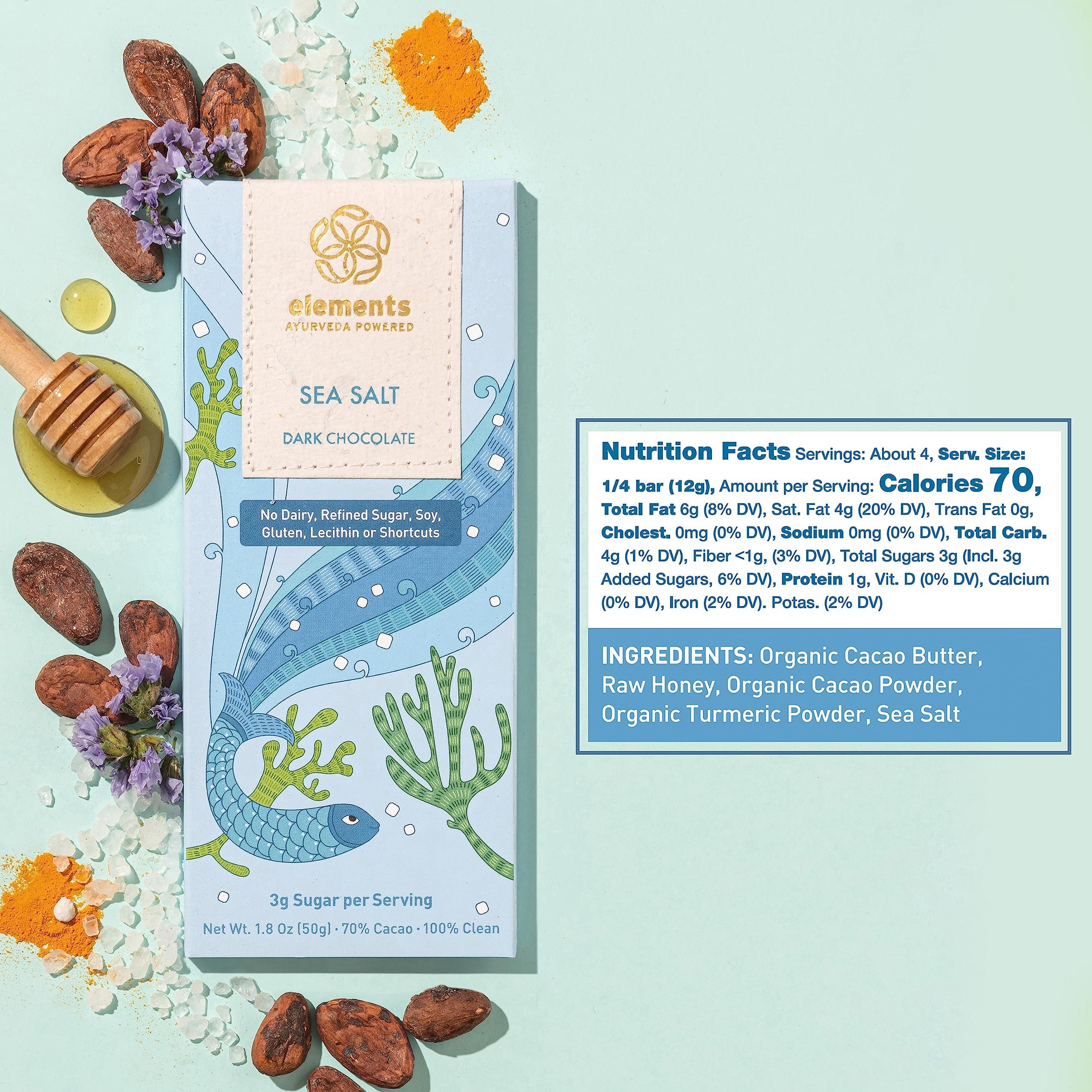 Elements Truffles Elements Truffles Sea Salt Bar w/Turmeric - Heavy Metal Tested- Dairy Free Chocolate Bar - Paleo, Gluten Free, Non-GMO, Raw & Organic Chocolate Bar - Ayurveda Inspired Healthy Chocolate Bar -2 Pack