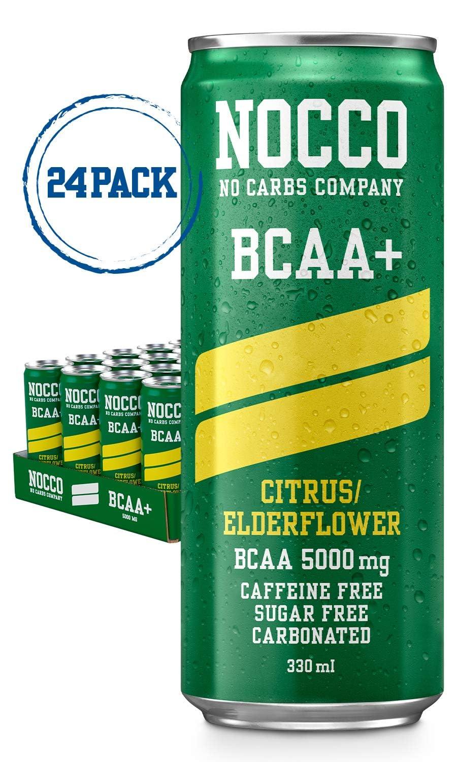 SORINA Nocco BCAA Energy Drink 330ml Caffeine Free - Citrus/Elderflower, Pack of 12