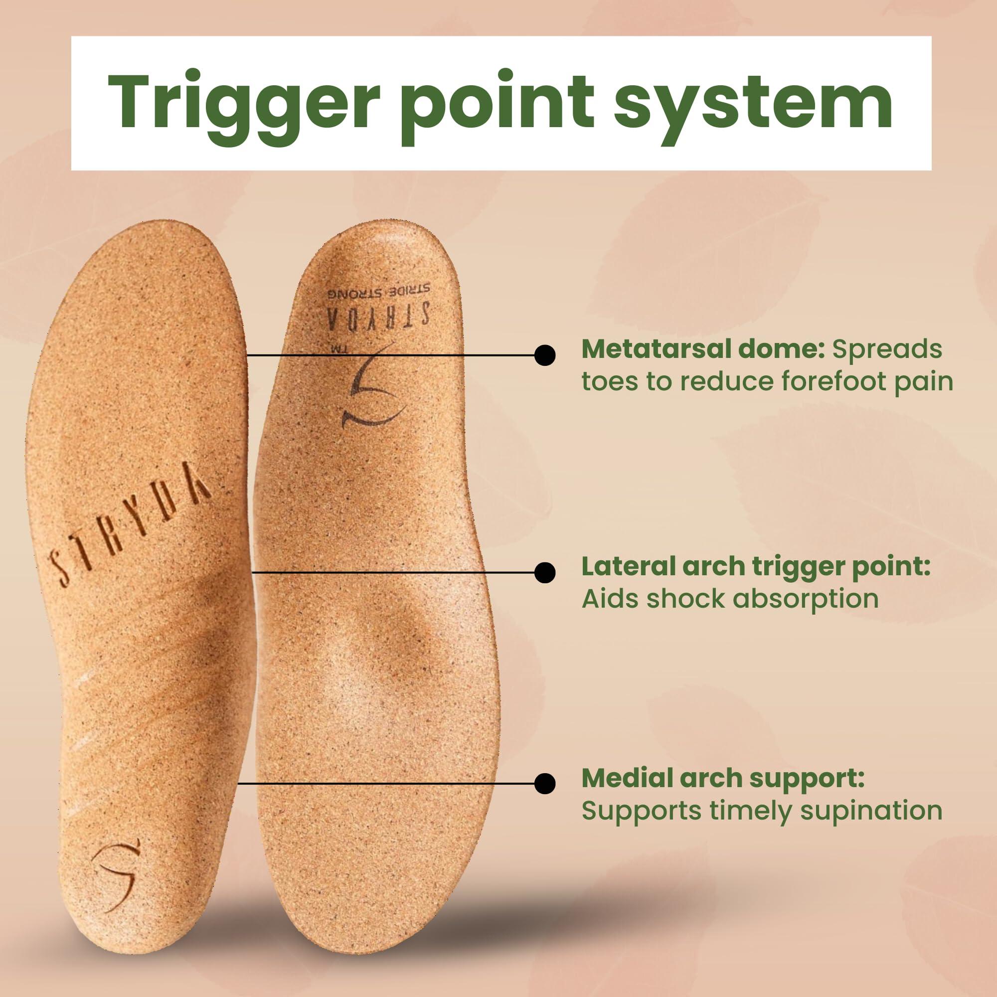 STRYDA STRYDA Orthopedic Insoles - 100% Cork Soles to Promote Natural Foot Function - Barefoot Friendly Shoe Inserts for Feet, Knees & Back - 100% Natural, Vegan - XS