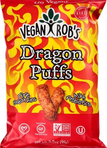 Vegan Rob's Vegan Rob's Puffs, Dragon | Made with Probiotics, Gluten-Free Snack, Plant Based, Vegan, Zero Trans Fats |3.5 Ounce (Pack of 12)