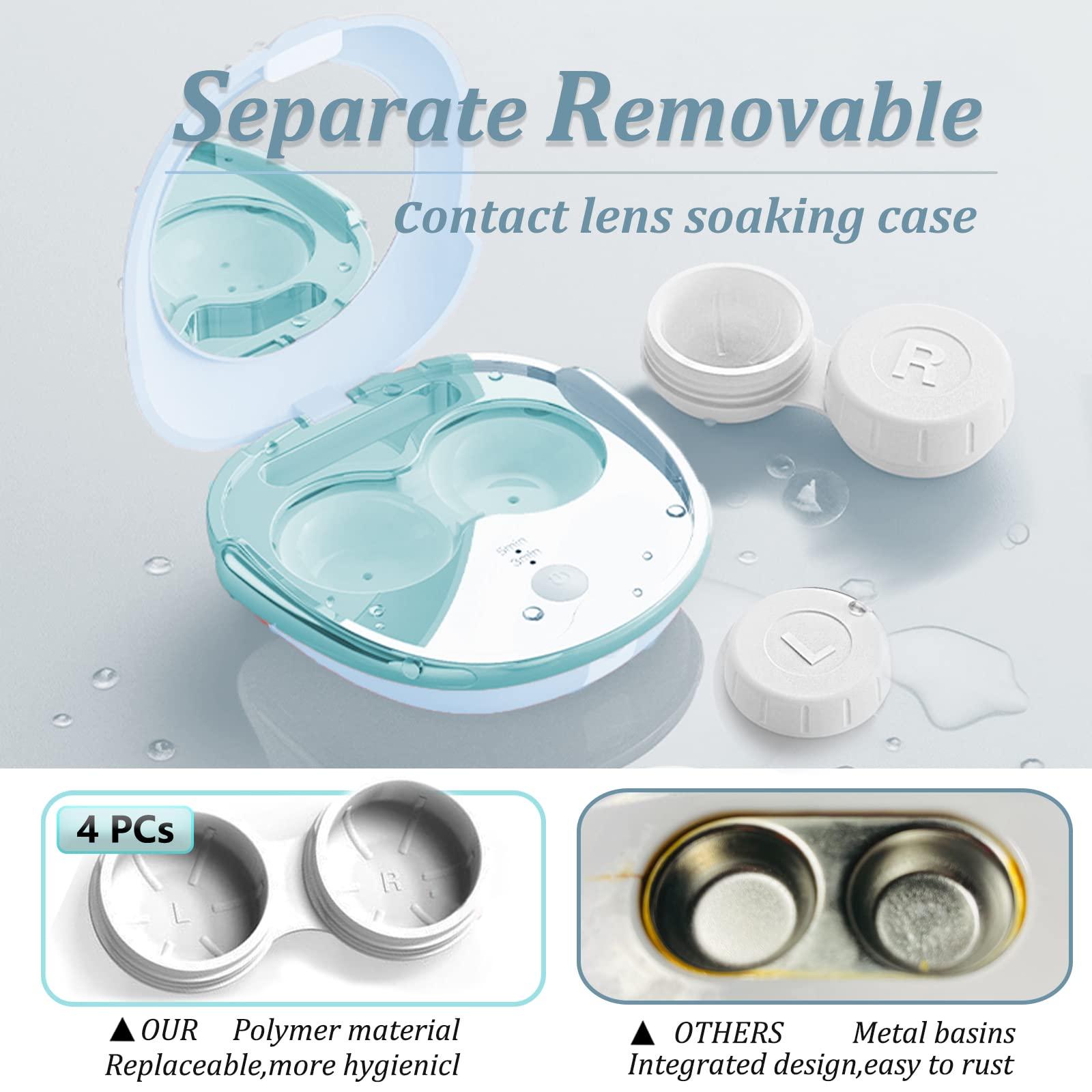 Vastsoon Portable Ultrasonic Contact Lens Cleaner Machine Kit with Extra 3PCS Solution Cleaning Case Replacement