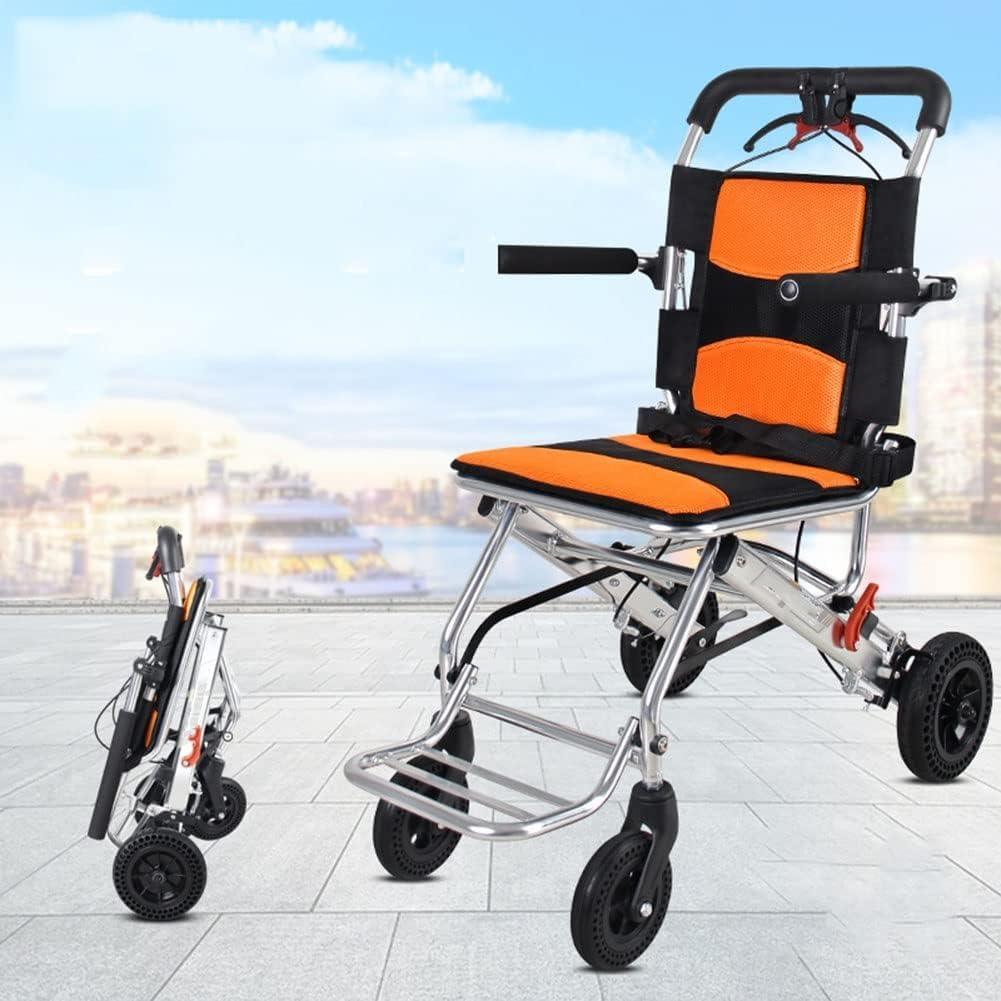 YUSIWOAL Ultra Light Folding Wheelchair Portable Transport Wheelchair Weight Only 18lbs Aluminum Lightweight Boarding Travelling Wheelchair for Seniors