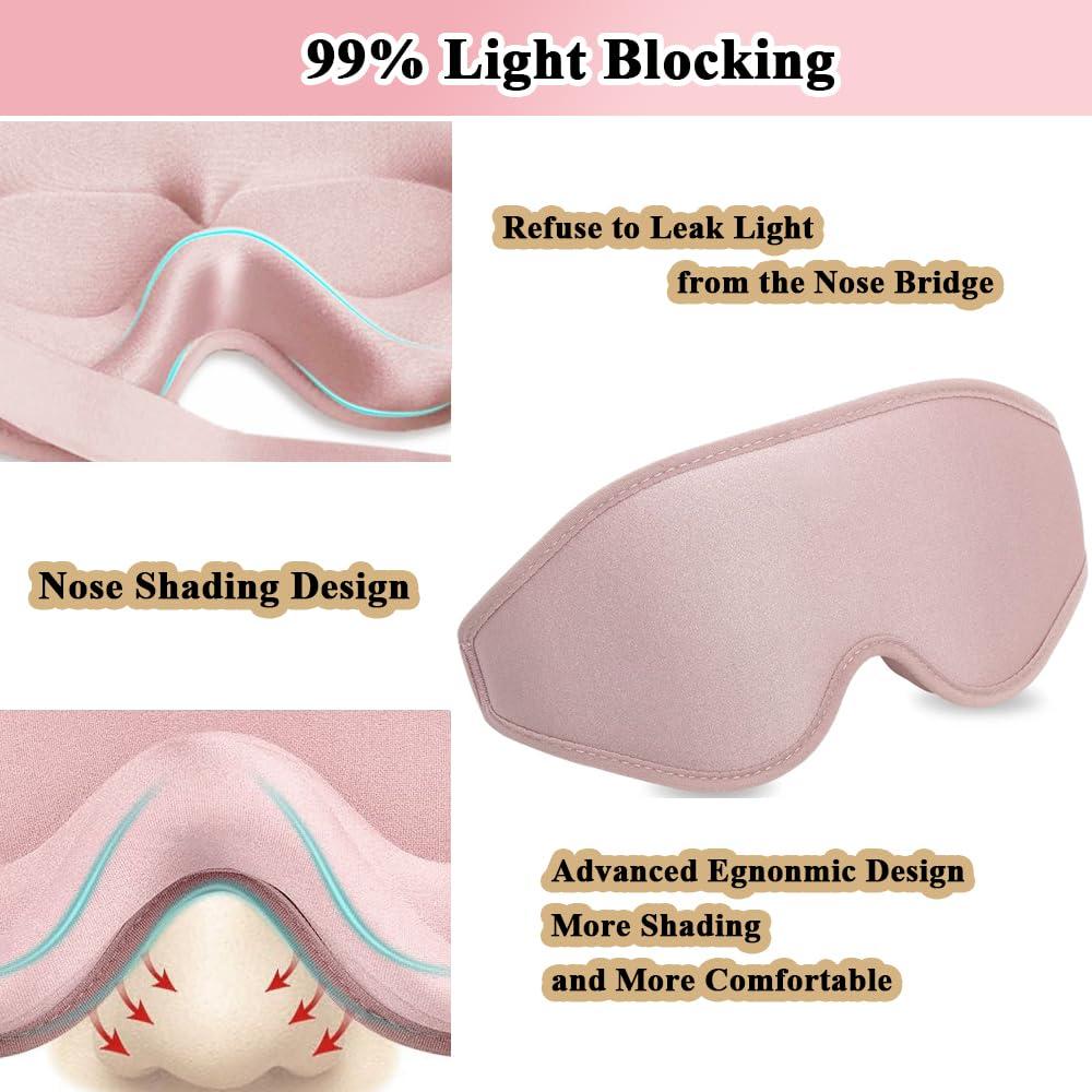 XUFAC 3D Eye Mask for Lash Extensions, Lash Sleeping Mask Eyelash Protector for Women, Light Blocking Deep Contoured Eye Covers for Sleeping with No Pressure Cup & Adjustable Strap for Sleep Yoga Travel