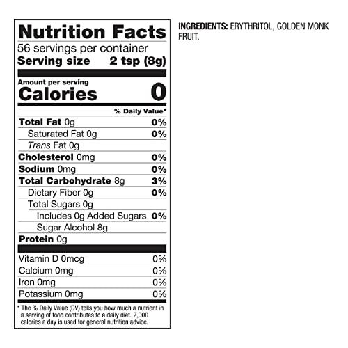 BetterBody Foods BetterBody Foods Golden Monk Fruit Sweetener Blend - Sugar Substitute, Zero Calorie, Keto Diet Friendly, Zero Net Carbs, Zero Glycemic, Baking, Extract, Sugar Replacement 1 lb, 16 Oz