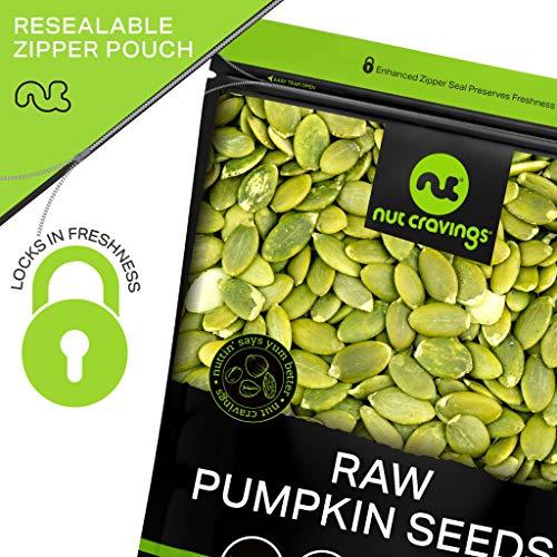 Nut Cravings NUT CRAVINGS - Raw Pumpkin Seeds Pepitas, Unsalted, Shelled, (48oz - 3 LB) Bulk Nuts Packed Fresh in Resealable Bag - Kosher Healthy Snack, Natural Keto Vegan - Ideal for Trail Mixed Nuts