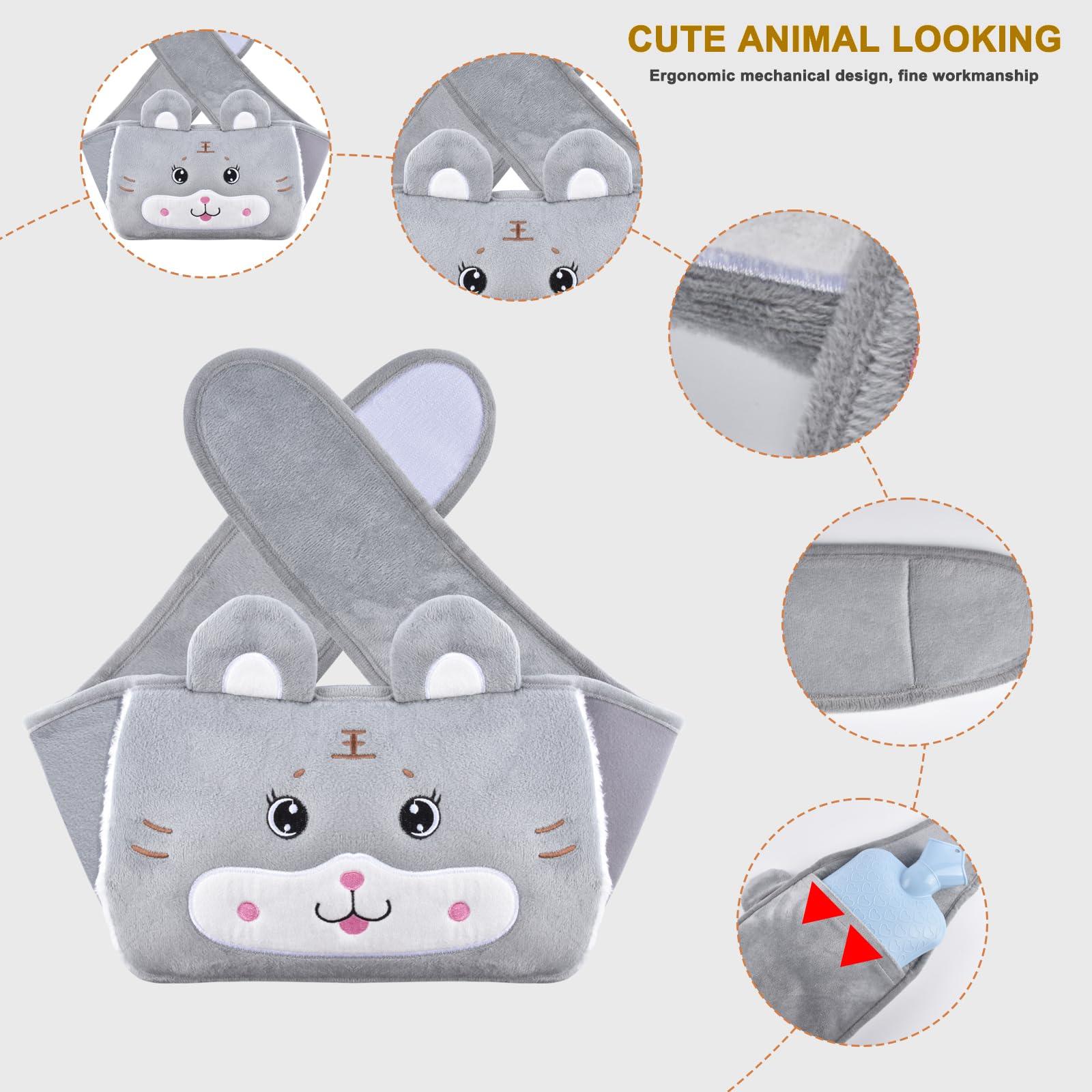 GUDFBALE Hot Water Bottle with Waist Cover,Wrap Around Warm Water Bag Belt Hand Warmer Pocket,Hot Water Bag with Cover for Menstrual Cramps,Pain Relief,Hot and Cold Therapy Grey