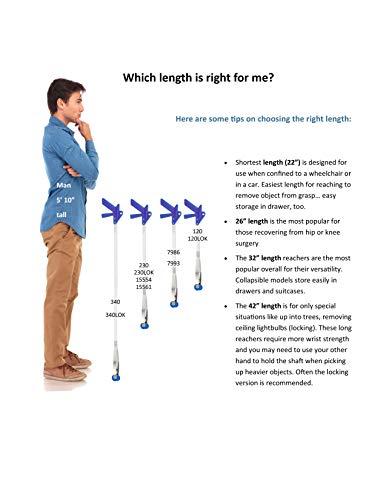 ArcMate ArcMate 32\" EZ Reacher Pro Plus Grabber Reacher with Thumb Lock, 6 lb. Capacity, 4.5\" Wide Fingers, 90 Degree Swivel, Heat Resistant Silicone Tips - Grabber Tool for Elderly, Post Op, Accessibility