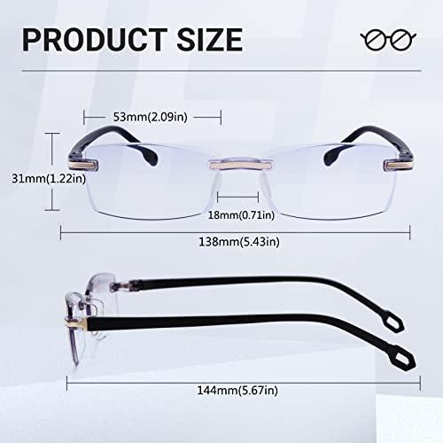 LUFF LUFF Reading Glasses Company Home Lightweight Comfortable Readers Value 2 Pack Frameless Diamond Trimming Mens(2.5X)