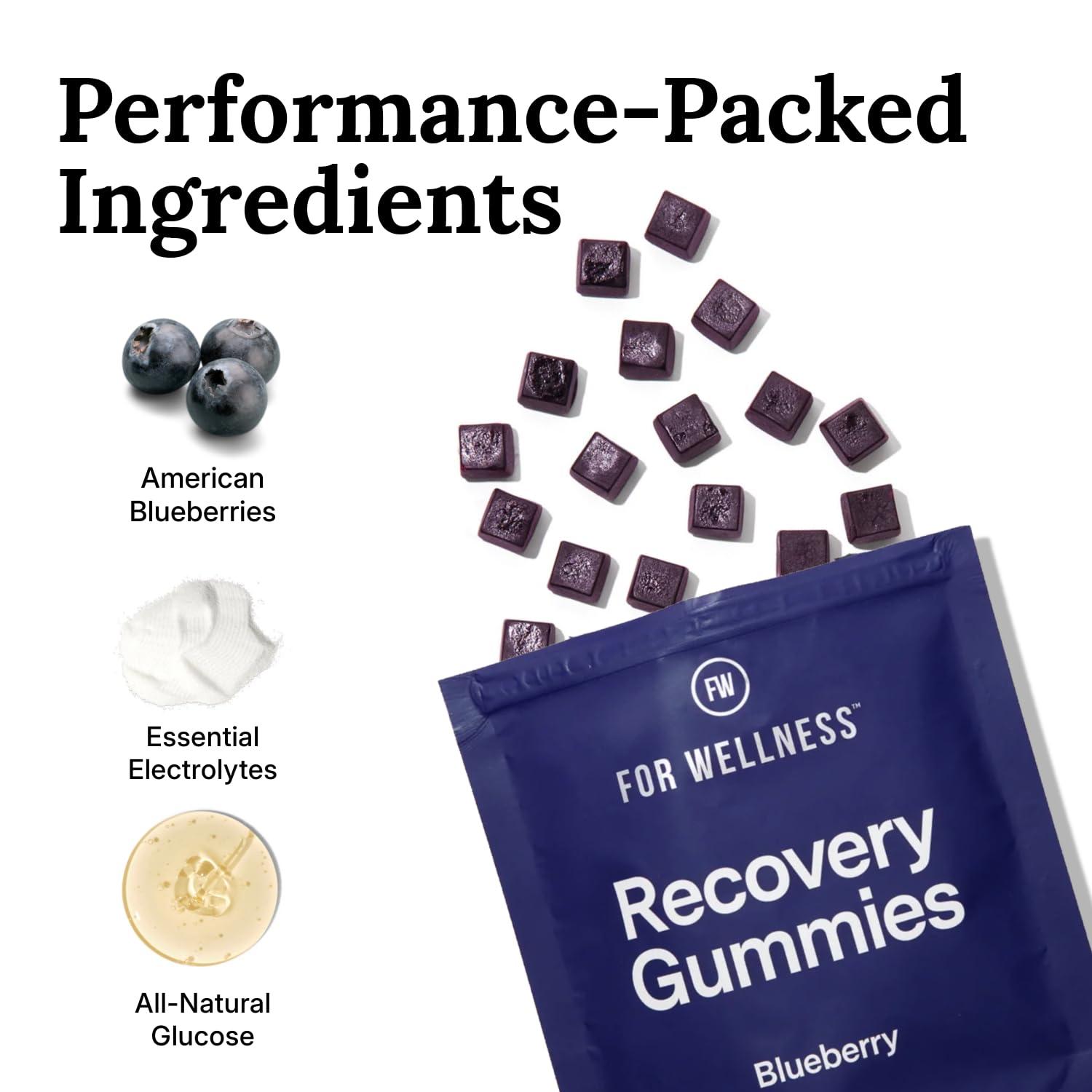For Wellness Electrolyte Recovery Gummies Blueberry Flavor Hydration Gummies with VitaBlue Blueberries & Electrolytes - Exercise Recovery, Energy Boost, Replenishment & Antioxidants Non-GMO, Vegan, Gluten-Free