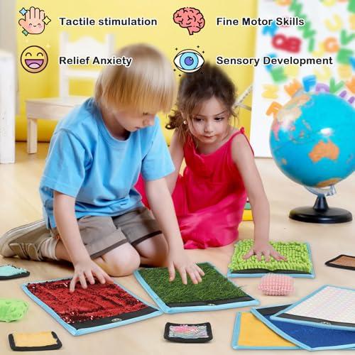 Joyreal Joyreal Sensory Mats for Autistic Children, Sensory Floor Tiles for Kids, Sensory Toys for Tactile Play, Textured Sensory Wall Panel, Bean Bags, Sensory Room Equipment, Baby Toddler Fidgeting Activity