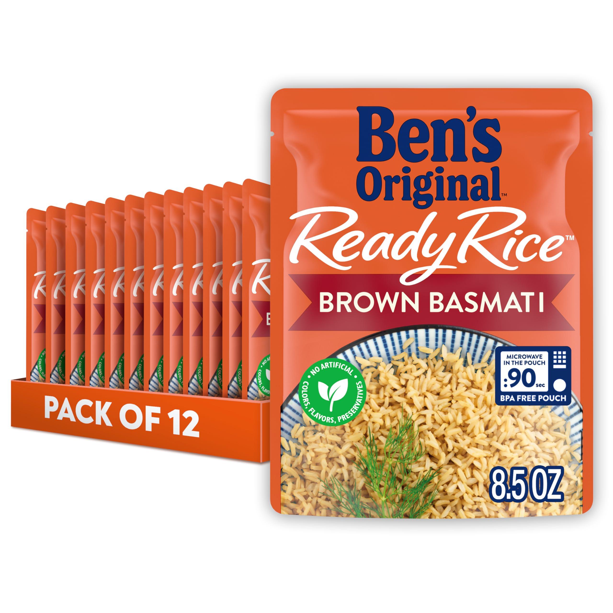 BEN'S ORIGINAL BEN'S ORIGINAL Ready Rice Brown Basmati Rice, Easy Dinner Side, 8.5 OZ Pouch (Pack of 12)
