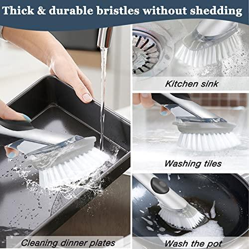 Shadowgallery Brush Refills for OXO Dish Brush - 4 Pack Dish Brush Cleaning Soap Dispensing Head Replacement for Scrubber(Grey)