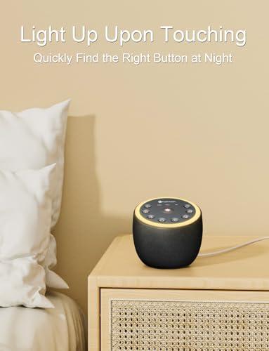 Hotmoon Sleep Sound Machine White Noise Machine 40 Non Looping Sounds 8 Night Light Colors 4 Timers 32 Adjustable Volume Memory Function Brown Noise Sounds Machine for Baby Kids Adult Plug-in, Black