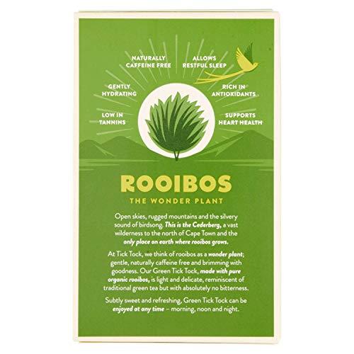 Tick Tock TICK TOCK TEAS Naturally Caffeine Free Red Bush Herbal Green Tea, 40 Count, Organic Rooibos Green Tea, 2.5 Oz
